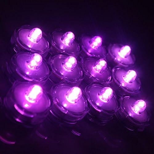 Kasit 24pcs Flickering Plum Flower Shape Waterproof LED Candle Long Lasting Candles Flameless Tea Light for Wedding,Birthday Party,Aquarium-Purple