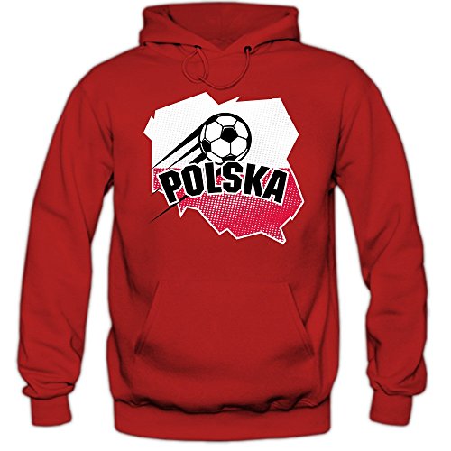 Polen EM 2016 #1 Hoody | Fußball | Bialo-Czerwoni | Herren | Trikot | Nationalmannschaft, Farbe:Rot (Red F421);Größe:S