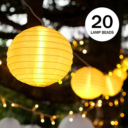 Solar Lichterkette Lampions , Ubegood Lichterkette 20er LED Lampions Laterne 3Meter für Outdoor , Haus , Garten , Party , Weihnachten , Weihnachtsbaum , Warmweiß [Energieklasse A+++]