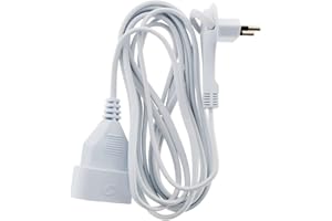Zenitech - Alargador Eléctrico 6A - Cable HO3VVH2F 2x0,75mm² - Enchufe sin Toma de Tierra Clavija Ultrafina - Seguridad Infantil - Conforme Normas NF y CE - Ideal Dispositivos Multimedia - Blanco - 3m