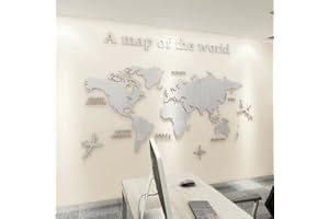 SHUANGHAO Acrylic 3D World Map Wall Murals Stickers Background Art Decoration Decor Poster Murals Decals Stickers Sticker for Office,Study Living,Room,Bedroom Home Wall Stickers