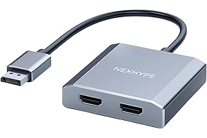 NCGGY Displayport to Dual HDMI Adapter 4K60Hz for PC Laptop Graphics Card DP 1.2 to 2 HD-MI 2.0 Monitors Extension Display Displayport to HDMI Splitter 1 In 2 Out Hub MST Extend Mode for Windows Only
