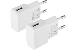 Security-01 Confezione da 2 caricabatterie USB da 5 V 1 A 5 W AC a DC per telecamere IP, tablet, lettori MP3, e-reader, smartphone, utensili elettrici e molto altro ancora