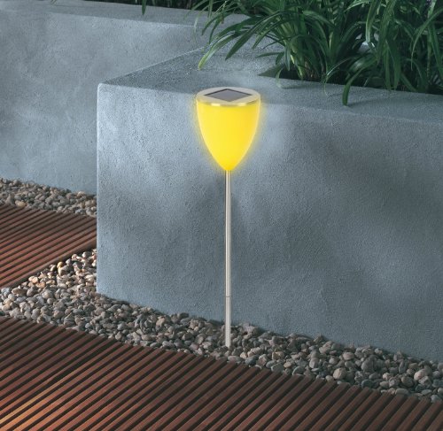 Stellar Solarleuchte Copa Fun / gelb / moderene Edelstahlleuchte mit orangem Lampenschirm, 1 weiße High Power LED 1041-2 - 3