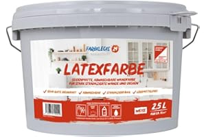 Farbklecks24 Latexfarbe 2,5L (versch. Größen) weiß, seidenmatte Latexfarbe, Badfarbe, Küchenfarbe