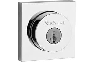Kwikset 158 Square Single Cylinder Deadbolt Featuring SmartKey®, Polished Chrome