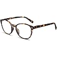 SKYWAY Blue Light Blocking Reading Glasses with Spring Hinges, Round Computer Gaming Readers Women Men Lightweight Anti Glare, Non-Prescription Glasses (+1.5, Tortoise)