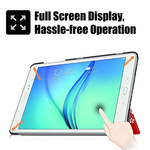 Fintie Samsung Galaxy Tab A 9.7 Hülle Case – Ultra Schlank Superleicht Ständer Smart Shell Cover Schutzhülle Etui Tasche mit Auto Schlaf / Wach Funktion für Samsung Galaxy Tab A 9.7 T550N / T555N 24,6 cm (9,7 Zoll) Tablet-PC, Fleur rouge - 5