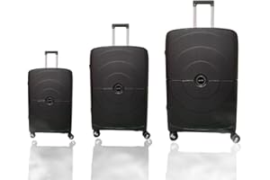 Max Star Juego de Maletas de Viaje 3 Piezas, MS636, Ruedas 360º, Material Resistente,Polipropileno, Impermeable, Resistentes, Ligeras, Gran Capacidad, Maleta Cabina, Mediana, Grande (Negro)