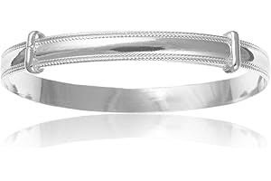 Designer Inspirations Boutique Plain Polished Expanding/Expandable/Adjustable Bangle Bracelet for Baby/Child/Children/Women - 925 Sterling Silver - Baby/Childrens Jewellery