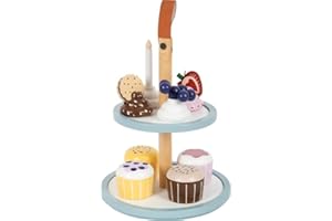 small foot Étagère à Cupcakes « Tasty » en Bois, Aliments Jouets pour Enfants, 12434, Blanc.