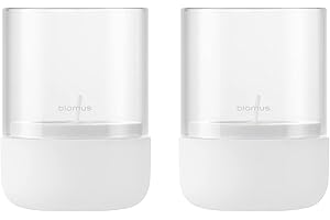 ‎BLOMUS blomus Windlicht 2er Set -CALMA- | Kerzenhalter aus hochwertigem Beton und Glas | Farbe Lily White | Größe XS | 7L x 7B x 9,5H cm | Indoor | exkl. Kerze
