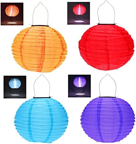 CISTWIN 4-Pack Solar Powered Chinese Hanging Lanterns LED Light -Multi Coloured for Garden Yard CIS-57671