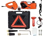 Recibirás 1 x gato hidráulico eléctrico, 1 llave de impacto eléctrica, 1 x guantes antideslizantes, 1 aguja inflable, 1 martillo de seguridad, 2 cabezales inflables y algunos accesorios adicionales en una caja de transporte.