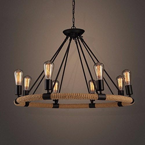 VanMe American Vintage Chandelier Living Room Chandelier Iron Rope Industrial-Style Chandelier,8