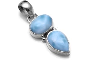 SILVER PALACE SilverPalace Pendentif en argent sterling 925 fait à la main et véritable Larimar pour femmes et filles