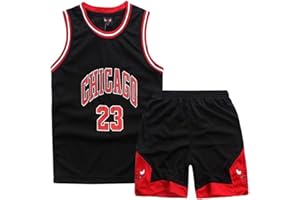 FUTERLY Maillot Basket Enfant 2 Pièces, Pop Tenue Basket Enfant, Ensemble Basket Enfant Juvénile, Sans Manches Tenue Basketball Enfant et Shorts, Le Cadeau pour Les Garçons de 4-14 Ans