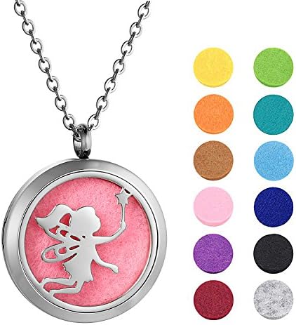 Zoiki Aromatherapy Essential Oils Diffuser Necklace Magical Little Fairy Pattern Pendant Necklace