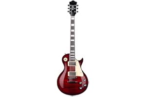 ALLJITA Les Paul - Kit de guitarra eléctrica de 101.6 cm para principiantes, intermedios y profesionales, guitarra de cuerpo y mástil sólidos de caoba, pastillas Humbucker cromadas con bolsa (rojo)