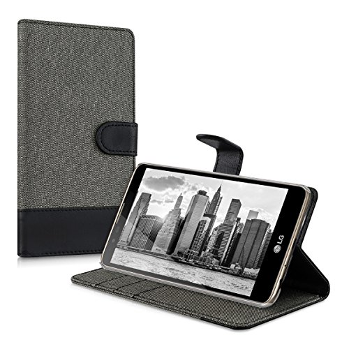 kwmobile Funda para LG Stylus 2 - Carcasa de Tela y Cuero sint tico - con Tapa y Tarjetero Gris Negro reviews kwmobile Funda para LG Stylus 2 - Carcasa de Tela y Cuero sint tico - con Tapa y Tarjetero Gris Negro