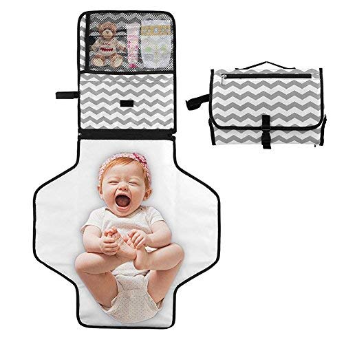 Hoovo Cambiador Portátil para Bebé Impermeable Cambio de Pañales Pad Cambiador de Viaje Para Hogar Fuera Gris