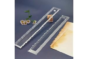 XHDIGI Regla de borde de Deckle Regla de rasgado de papel, regla de acrílico con bordes irregulares, regla de manualidades para cortar papel, crea tu propio papel de borde de cubierta, 288 mm