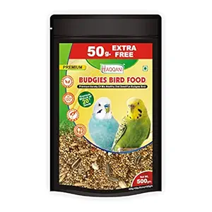 Haqqani Bird Food for Budgies | Budgies Food | Mixture of Premium 20 Plus Seeds | (500 Gm)