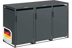 STEELSØN Thoria Mülltonnenbox 3er bis 240L – Mülltonnenverkleidung aus Stahl in Anthrazit – hochwertige Müllcontainer für 3 Tonnen – Müllbox wetterfest – UV-beständige Gerätebox/Mülltonnen Box