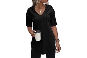 Cuptacc Sweat a Capuche Femme Col V Sweat Hoodie Manche Longue Automne Hiver Top Blouse Chic et élégant