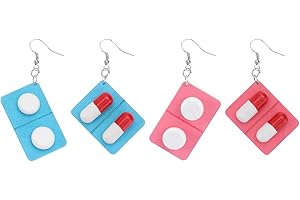 Holibanna 2 Paires Capsule Pilules Balancent Boucles D'oreilles en Bois Pilules Conseil Boucles D'oreilles Goutte Boucles D'oreilles Exagérées Goujons Bijoux pour Femmes Fille Cadeau Vert