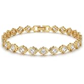Paslanmaz &Ccedil;elik Kadın Bileklik, Gold Rengi, Kare Zirkon Taş, 18 cm, Şık Tasarım, Y&uuml;ksek Kalite
