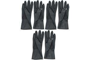 SOLUSTRE 3 Pairs Hair Dye Gloves, Black Salon Hair Color Dye Gloves Shampoo Gloves Anti-slip Waterproof Hand Protectors Rubber Gloves for Hairdressing - Size S