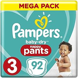 Pampers - Baby Dry Pants - Couches-culottes Taille 3 (6-11 kg) - Mega Pack (x92 culottes)