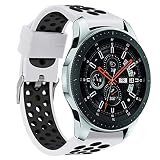 Knowin Doppelte Farbe Sport Silikon Armband für Samsung Galaxy Watch 46mm Silikon Uhrenarmband mit Edelstahl Silberne Schnalle, Schnellverschluss Ersatzarmband