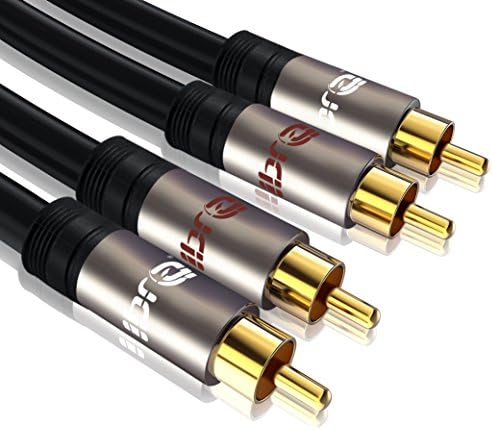 IBRA 10m - Digital Stereo Audio Cable (2 x RCA to 2 x RCA) | 24K Gold Plated | for Home Theater, HDTV, Gaming Consoles, Hi-Fi Systems