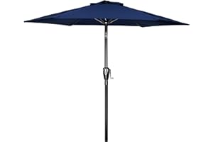 Simple Deluxe 7.5' Patio Umbrella Outdoor Table Market Yard Umbrella with Push Button Tilt/Crank, 6 Sturdy Ribs for Garden, Deck, Backyard, Pool, Dark Blue