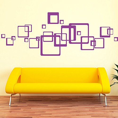 Wandtattoo Loft Wandsticker Aufkleber Vierecke 23 Stück Deko / 49 Farben zur Auswahl / schwarz / - 4