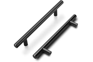 GOLDENWARM 20 Stück Schwarz Küchenschrank Türgriffe Schrank ziehen LS201BK160 Bohrlochabstand 160mm T Stangengriff Hohle Edelstahl Möbelgriffe Relinggriff Inklusive Schrauben