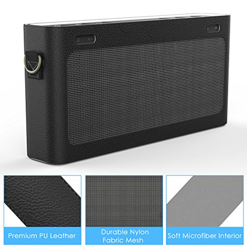 MoKo Bose SoundLink III Bluetooth Lautsprecher Hülle Abdeckung, Premium PU Leder Schutzhülle Case mit Handschlaufe/Karabiner für Bose SoundLink 3 Bluetooth Wireless Speaker, Schwarz - 2