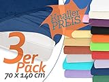 3er-Pack Frottee-Spannbetttücher in der Größe 70 x 140 cm zum Knaller-Preis! Erhältlich in 26 Farben!, 70 x 140 cm, marine
