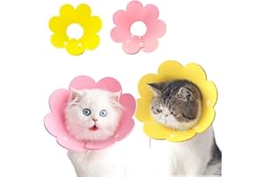 crazy bean 2pcs Collare Protettivo per Gatto Regolabile Collare Elisabettiano Cane Morbido Cono di Recupero per Animali Protettivo Forma Anti-Morso Simpatico Fiore Ferite,Yellow e Rosa,M