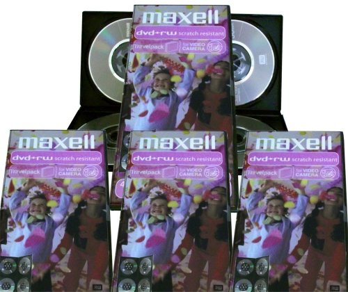 Maxell Mini DVD+RW wiederbeschreibbare Medien in Slim Case (16 Scheiben von 8cm DVD+RW) für DVD-Camcorder oder allgemeine Datenspeicherung