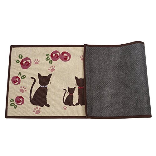 Alicemall Fußmatte Teppich Polyester Rutschfeste Saugfähig Weich Fest Küchenläufer Fußabtreter für Bad Indoor Wohnzimmer Schlafzimmer Abriebfest Schnelltrocknend Matte 50 * 140 Cm ( Katzen und Blumen ) - 3