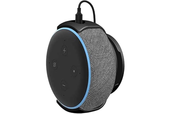 Foso Wall Mount for Alexa Echo Dot 3rd Gen, Bracket Stand Holder for Smart Speaker, Built-in Cable Management Hide Messy Wires, for Kitchen, Bedroom & Bathroom(Speaker not Included) (Black)