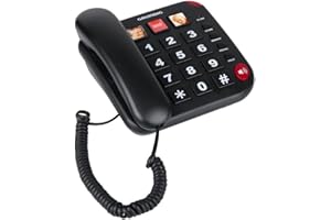 ‎GRUNDIG Grundig Telefon Senioren - Festnetztelefon Senioren mit großen Tasten - Seniorentelefon Festnetz mit Foto-Schnelltasten - Telefon Festnetz - Lautsprecher und SOS-Taste - Schwarz