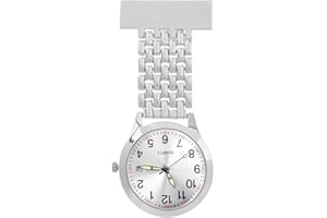 Yideng Nurse Fob Watch with Adjustable Date, Stainless Steel Quartz Doctor Pocket Watches Men Women Lapel Pin Watch Clip-on Hanging Medical Pocket Watch (A, Silver)