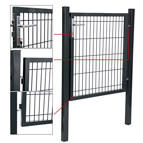 Songmics Gartentür Gartentor Zauntor Inkl. Schloss und 3 Schlüssel grau 100 x 106 cm GGD250G - 5
