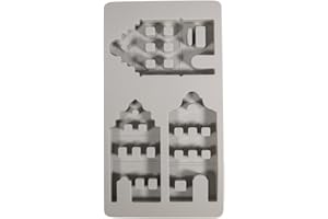 Rayher Silikon Gießform Nordic Häuser, 3 Einzelmotive, Formgröße 14,5 x 26 x 1,7 cm, Deko skandinavischer Stil, Ausgießen mit Kreativ-Beton, Schmuck-Beton, Raysin-Gießpulver, Wachs, 36190000