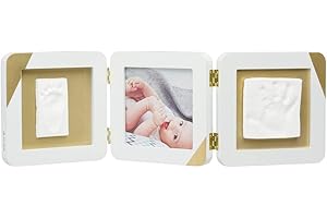 Baby Art My Baby Touch Cornice Impronta Bimbo, Portafoto Impronte Neonato con Kit Inpronta per Realizzare Calco Mani e Piedi Neonato, Colore Oro