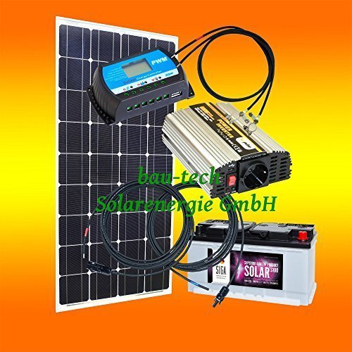 130 Watt Inselanlage, 12 Volt SET mit Spannungswandler mit Batterie